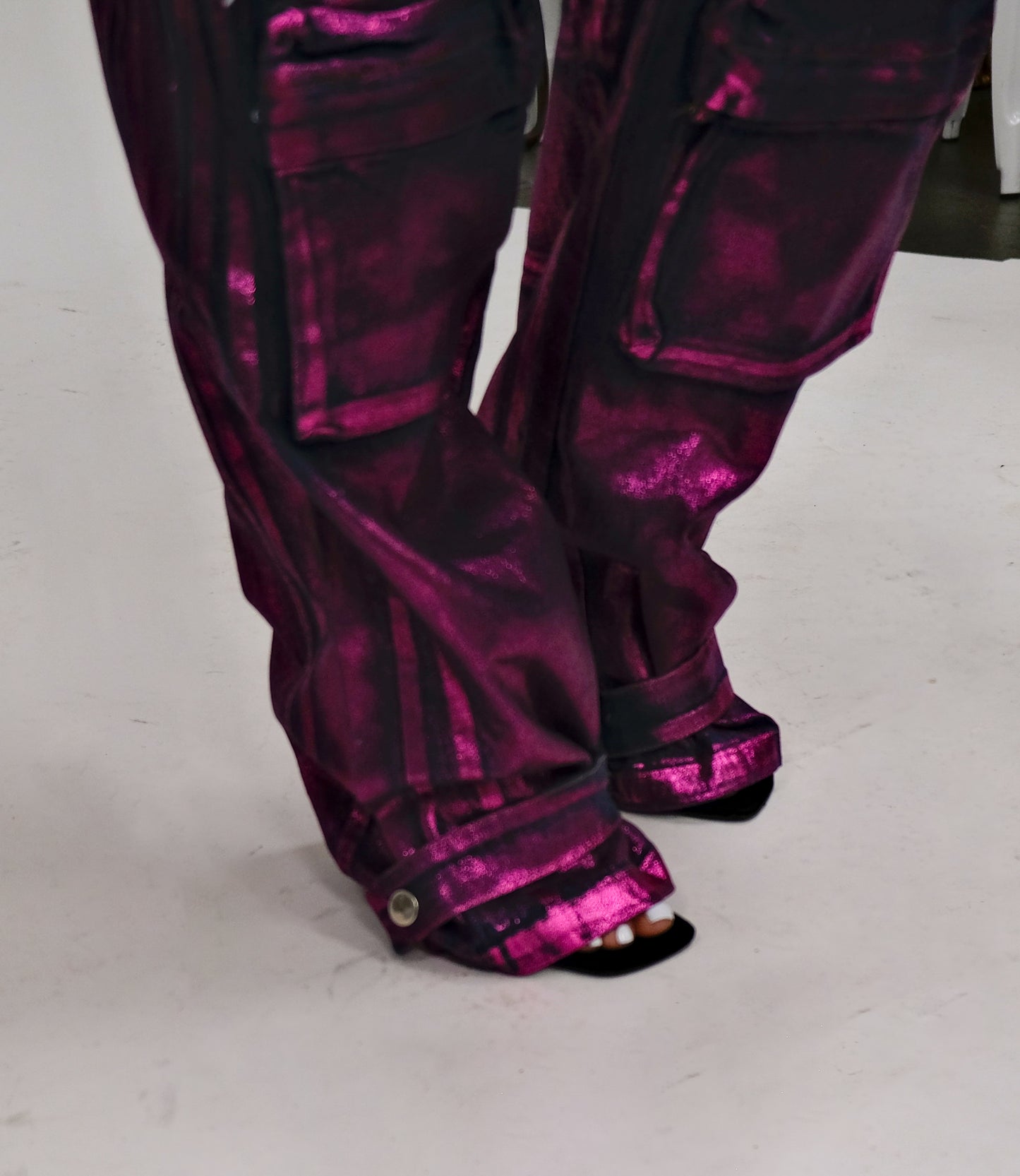 Metallic Cargo Pants