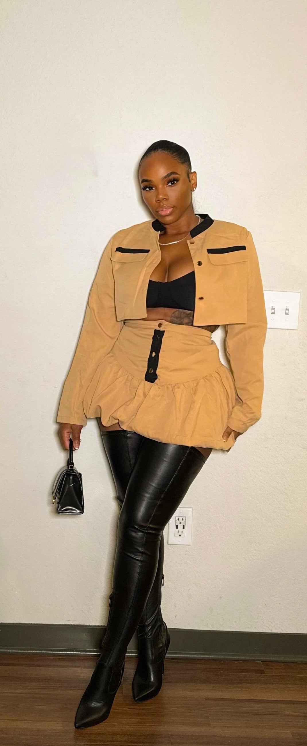 Two-Piece Crop Top and Balloon Skirt Set